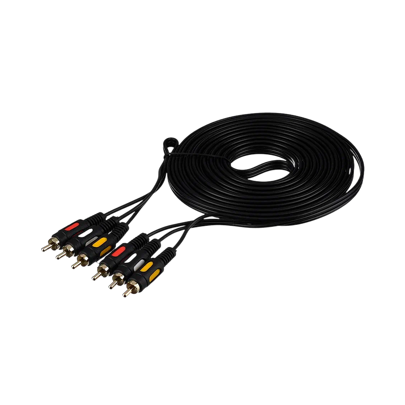 Кабель GoPower 3xRCA (m)-3xRCA (m) 3.0м ПВХ черный Premium Zip-Lock c подвесом (1/100)