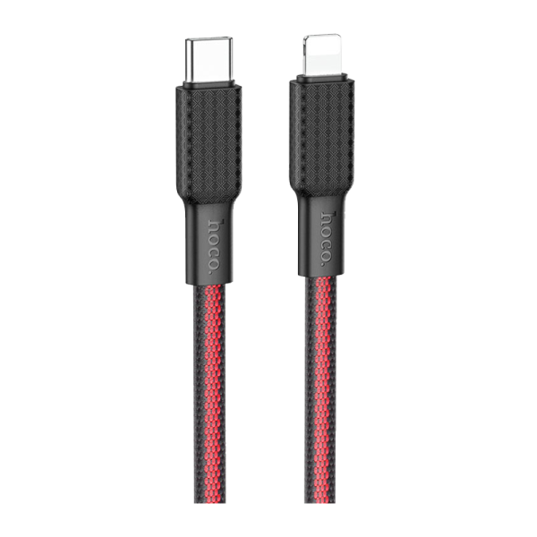Кабель HOCO X69 Lightning (m)-Type-C (m) 1.0м 2.4A 20W нейлон черный красный (1/33/330)