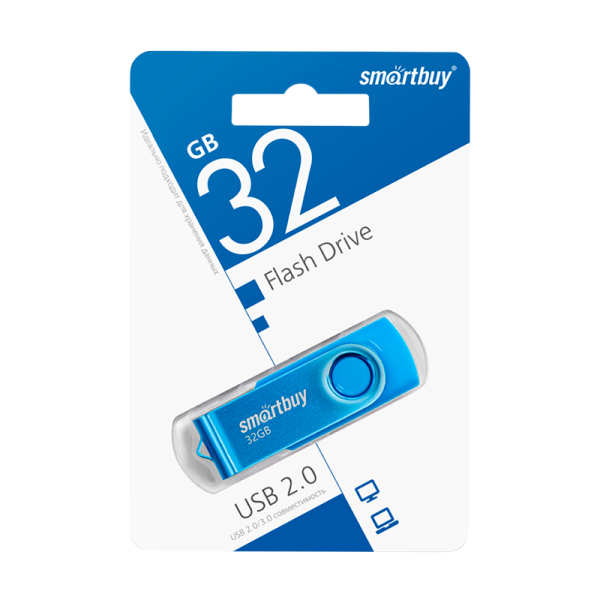 Флеш-накопитель Smartbuy Twist 32GB USB2.0 пластик синий