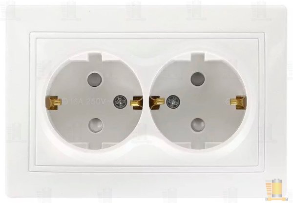 Розетка Smartbuy 2-местная с заземлением 16А белая с защ. штор. "Венера"