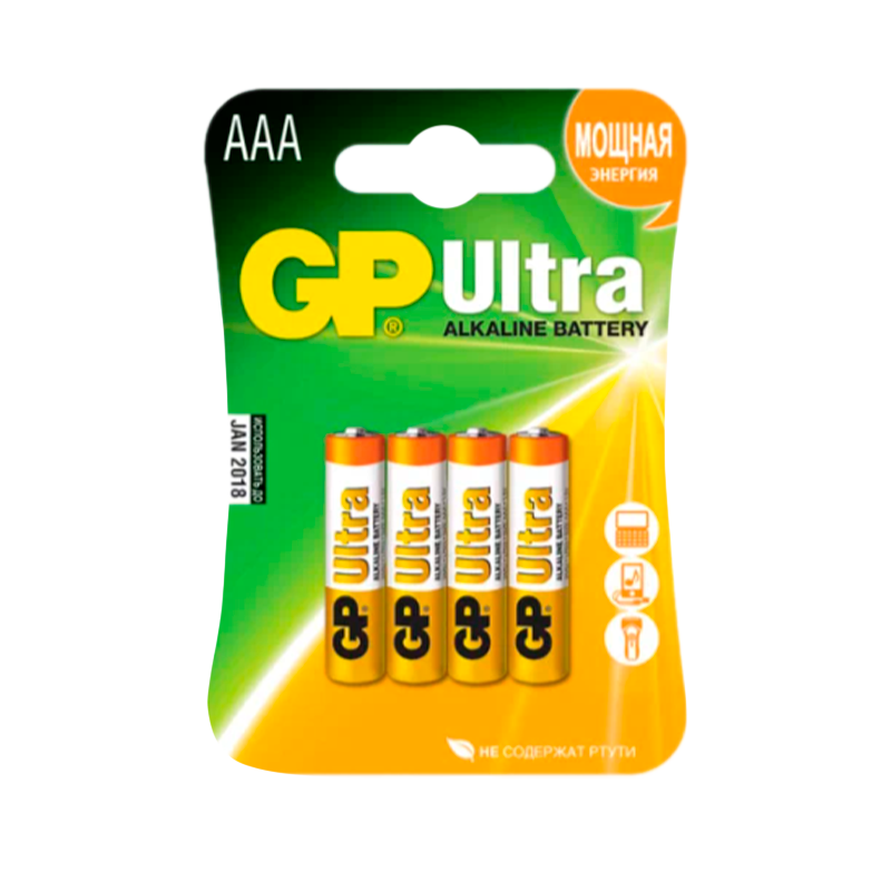 Батарейка GP ULTRA PLUS LR03 AAA BL4 Alkaline 1.5V (4/40/320) R