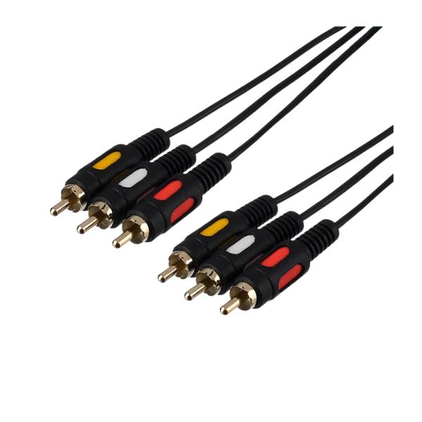 Кабель GoPower 3xRCA (m)-3xRCA (m) 5.0м ПВХ черный Premium Zip-Lock c подвесом (1/50)