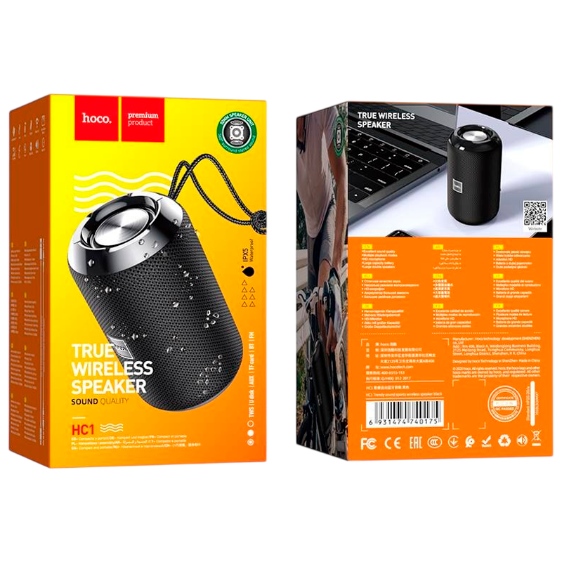 Портативная колонка HOCO HC1 bluetooth 5.0 microSD черный (1/40)