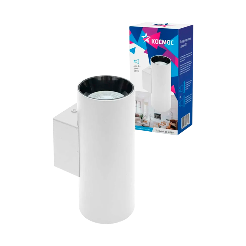 Светильник светодиодный Космос FixtGU10_003White 20W 220V GU10 IP20 потолочный под 2 лампы белый