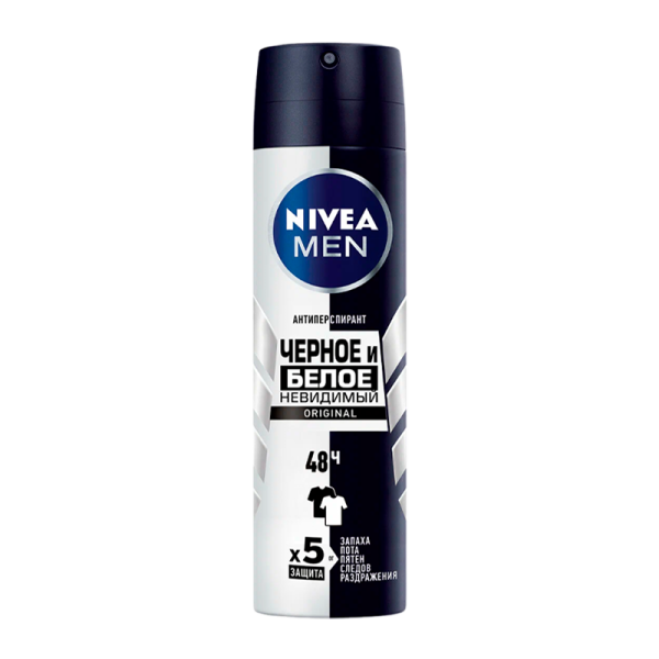 Дезодорант мужской Nivea BLACK&WHITE спрей 150мл (1/6)