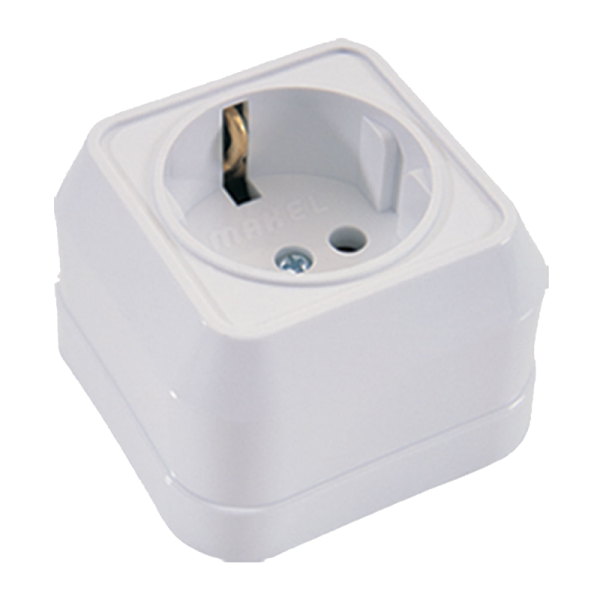 Розетка Makel Siva Ustu 1гн. 16A С/З белый 45108 (1/10)