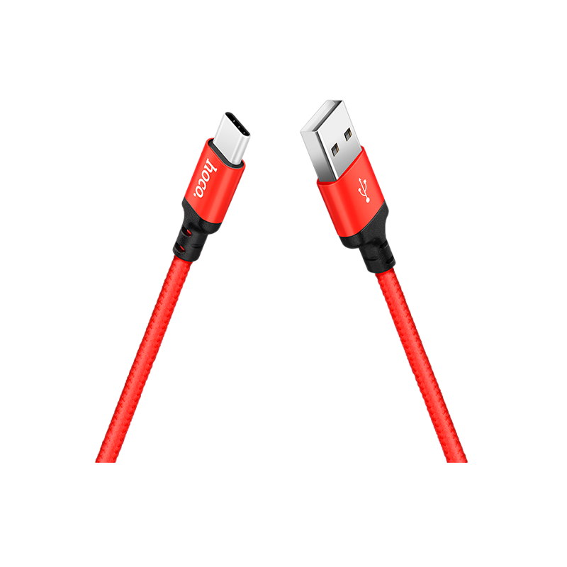 Кабель HOCO X14 USB (m)-Type-C (m) 1.0м 2.0A нейлон красный черный (1/33/330)