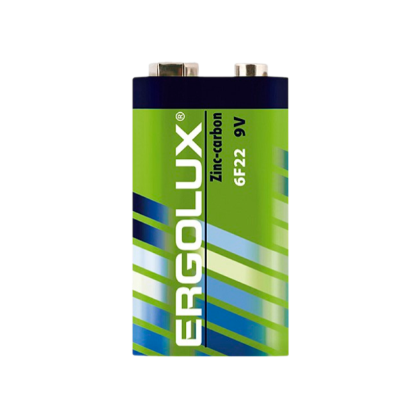 Батарейка Ergolux Крона 6F22 Shrink 1 Heavy Duty 9V (1/12/480)