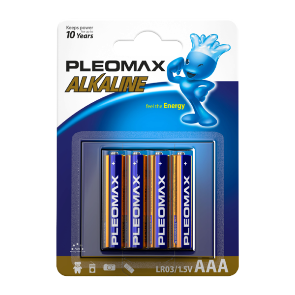 Батарейка Pleomax LR03 AAA BL4 Alkaline 1.5V (4/40/400/32000)