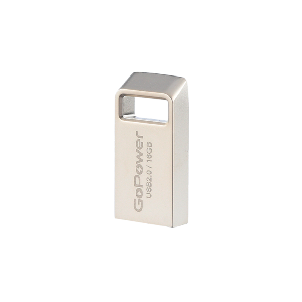 Флеш-накопитель GoPower MINI 16GB USB2.0 металл серебряный (1/50/1000)