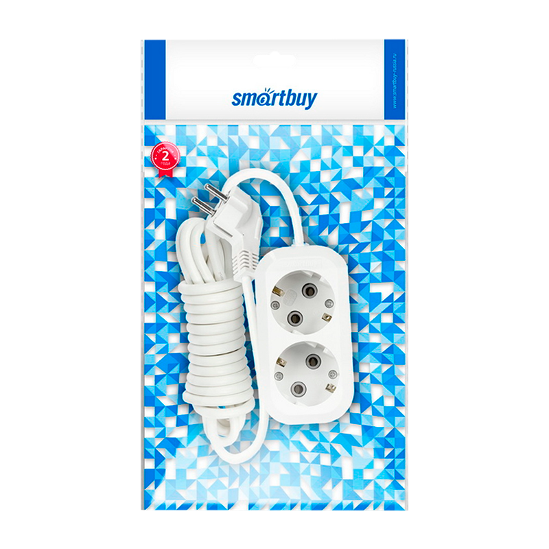 Удлинитель Smartbuy 2р.С/З 16A 3.0м белый (1/40)