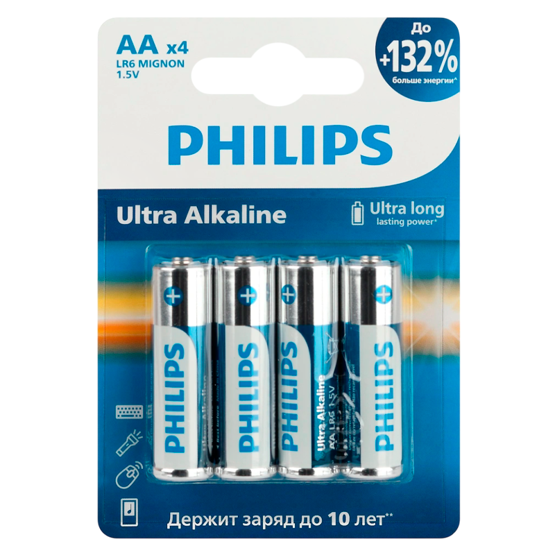 Батарейка Philips ULTRA LR6 AA BL4 Alkaline 1.5V (4/48/960)