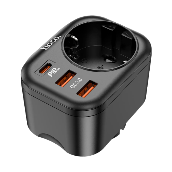 Разветвитель HOCO NS3 1р.С/З 16A 3USB черный (1/84)