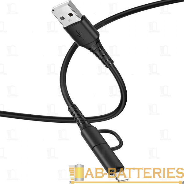 Кабель HOCO X54 USB (m)-Lightning/microUSB (m) 1.0м 2.4A силикон черный (1/31/310)