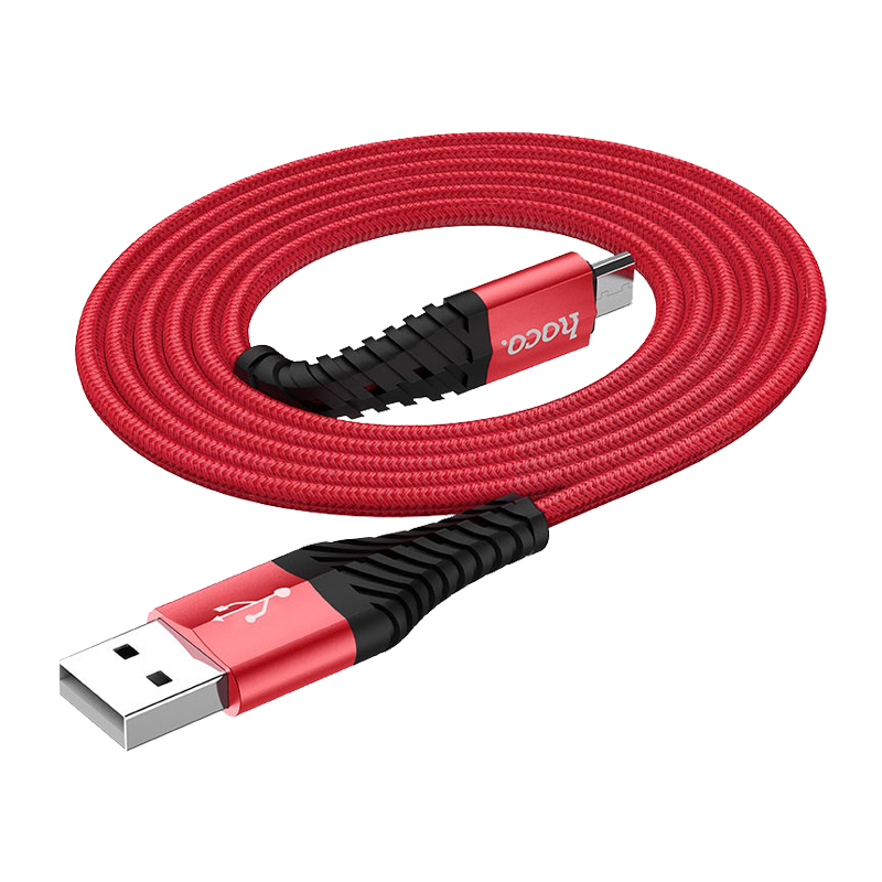 Кабель HOCO X38 USB (m)-microUSB (m) 1.0м 2.4A нейлон красный (1/30/300)