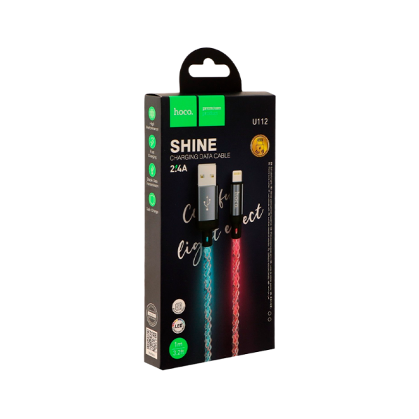 Кабель HOCO U112 Lightning (m)-Type-C (m) 1.0м 2.4A ПВХ серый (1/22/220)