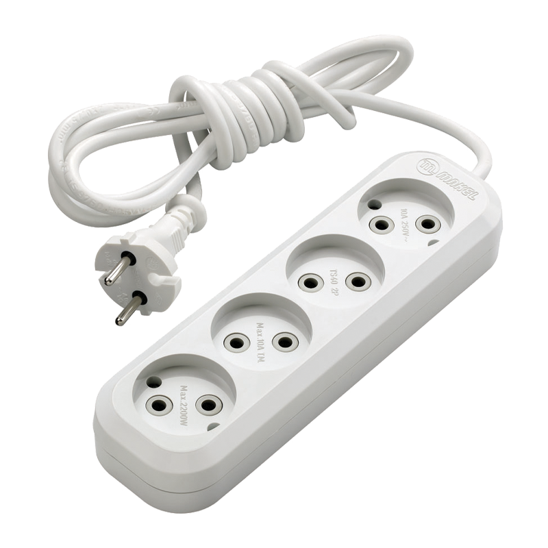 Удлинитель Makel 4р.Б/З 10A 2.0м 2x0.75мм² IP20 белый MGP142 (1/12)