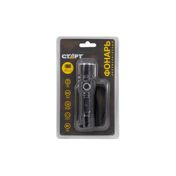 Фонарь светодиодный Старт LHE 514-C1 LED от аккумулятора USB 3 режима черный