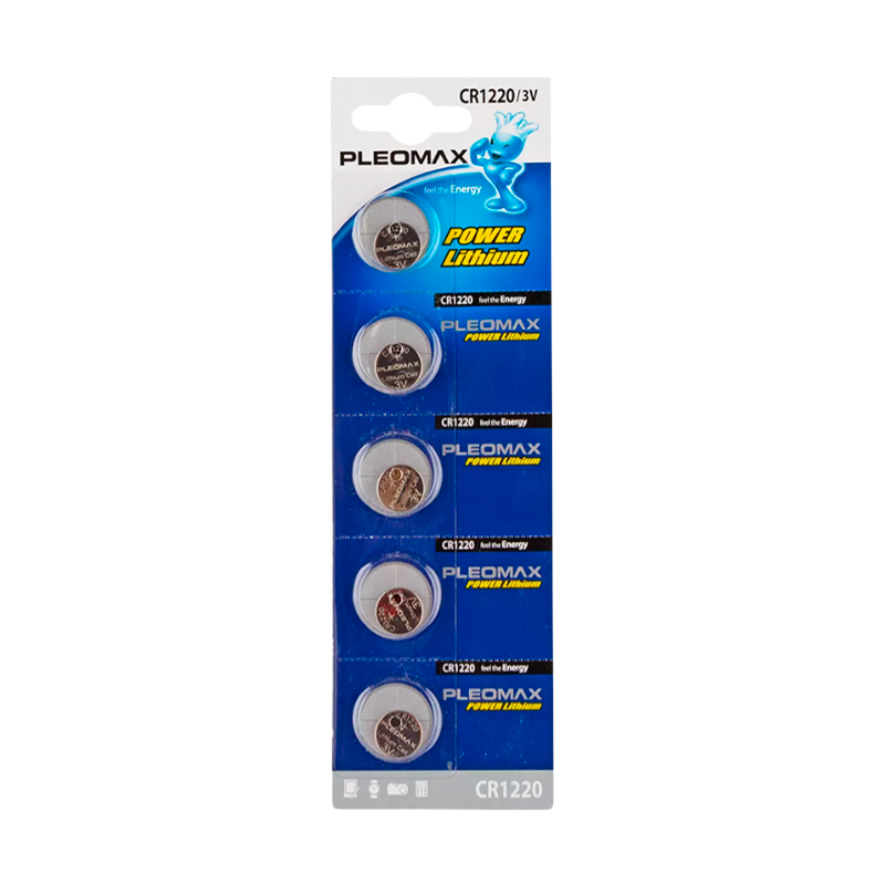 Батарейка Pleomax CR1220 BL5 Lithium 3V (5/100/2000/80000)