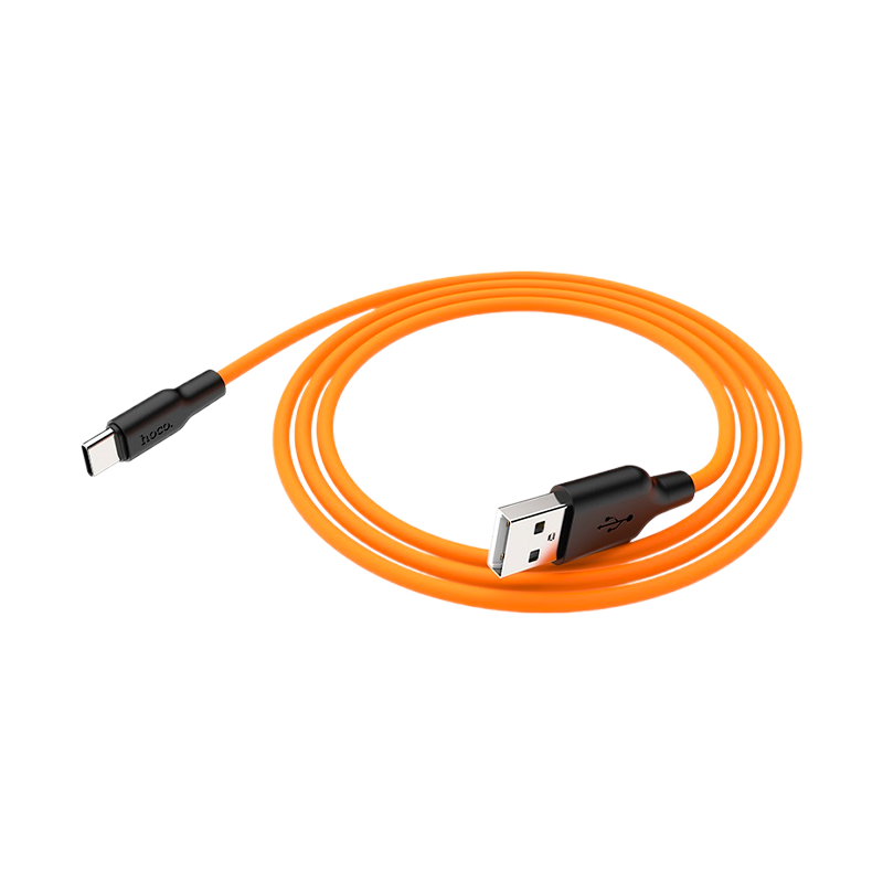 Кабель HOCO X21 Plus USB (m)-Type-C (m) 1.0м 3.0A силикон черный оранжевый (1/28/168)