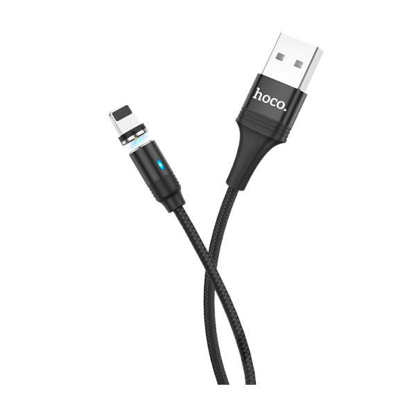 Кабель HOCO U76 USB (m)-Lightning (m) 1.2м 2.4A нейлон магнит черный (1/22/220)