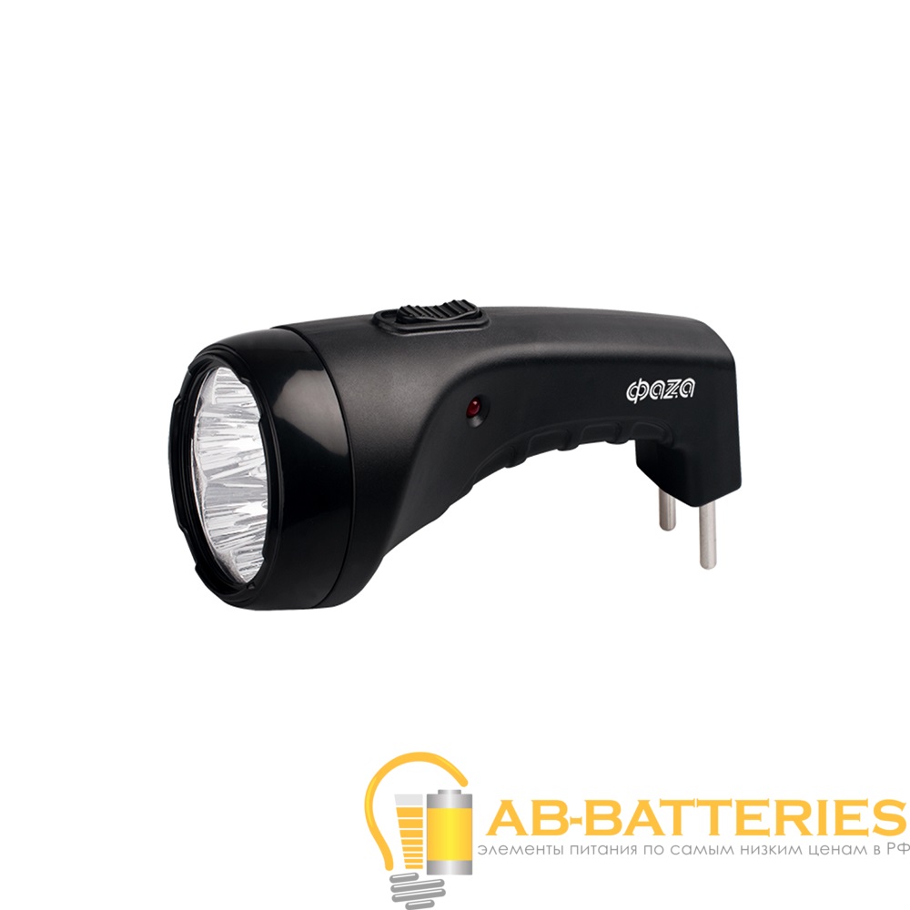 Фонарь туристический Фаzа AccuF2-L04 4LED от аккумулятора прямая подзарядка черный (1/20)