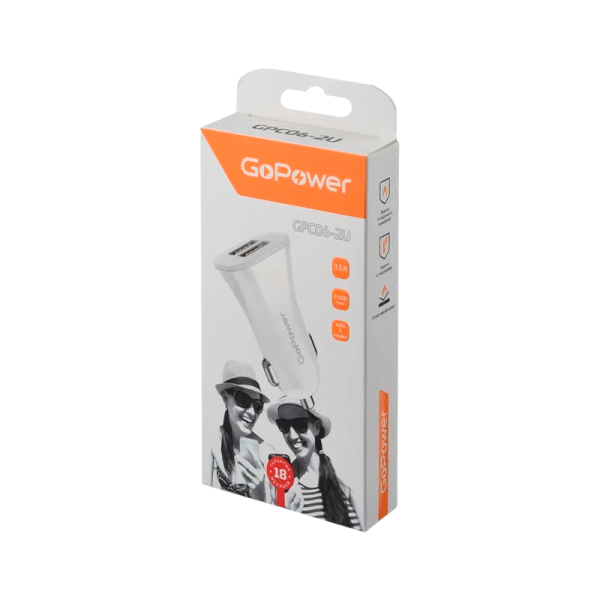 Автомобильное З/У GoPower GPC06-2U 2USB белый (1/200)