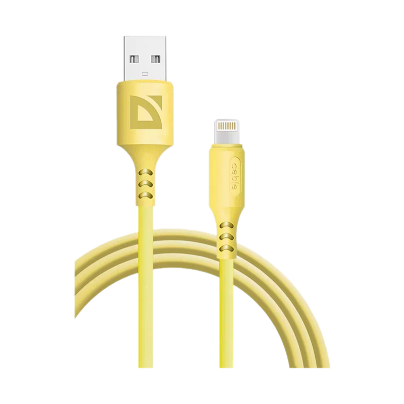 Кабель Defender F207 USB (m)-Lightning (m) 1.0м 2.4A желтый