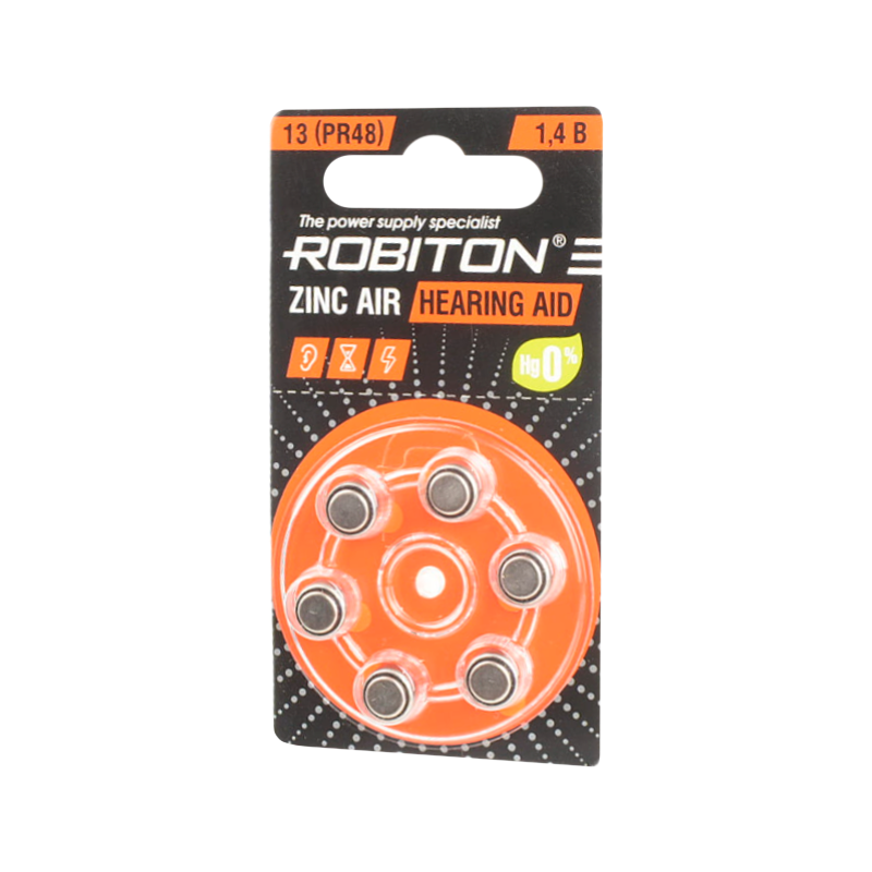 Батарейка Robiton ZA13 BL6 Zinc Air 1.45V (6/60/1800)