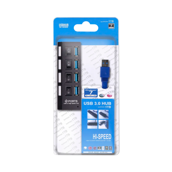 USB-Хаб Smartbuy 7304 4USB USB3.0 с выключателем черный
