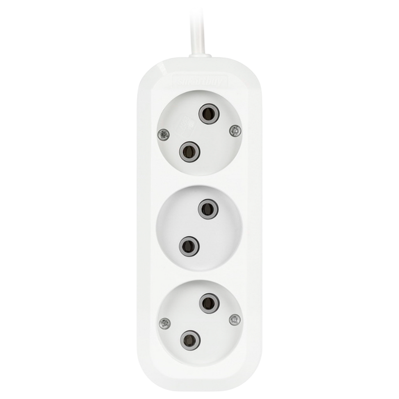 Удлинитель Smartbuy 3р.Б/З 10A 2.0м ПВС 2x1мм² белый (1/50)