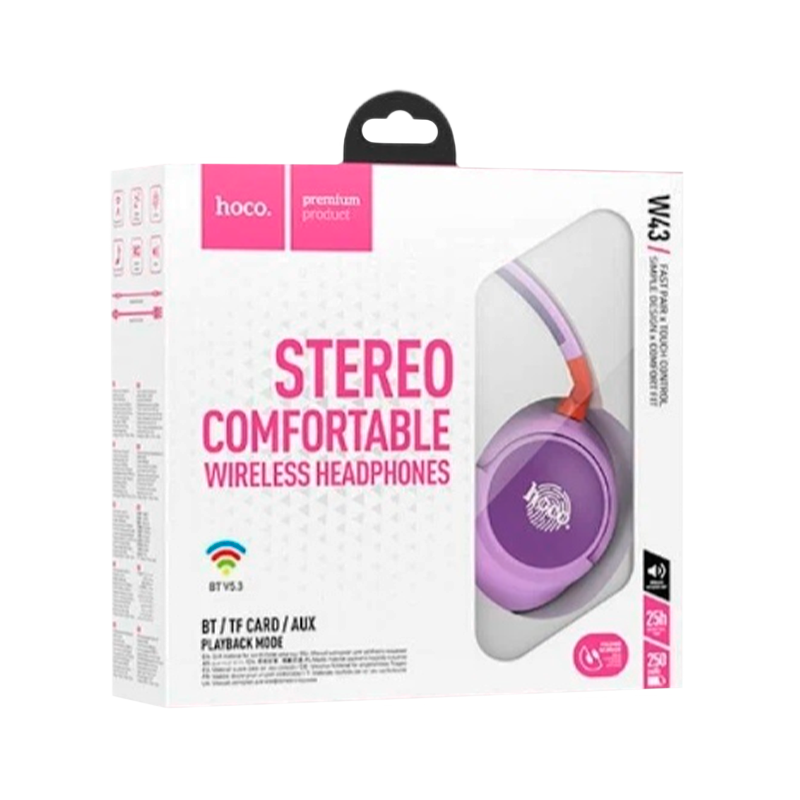 Наушники полноразмерные HOCO W43 bluetooth 5.2 с микр. фиолетовый (1/32)