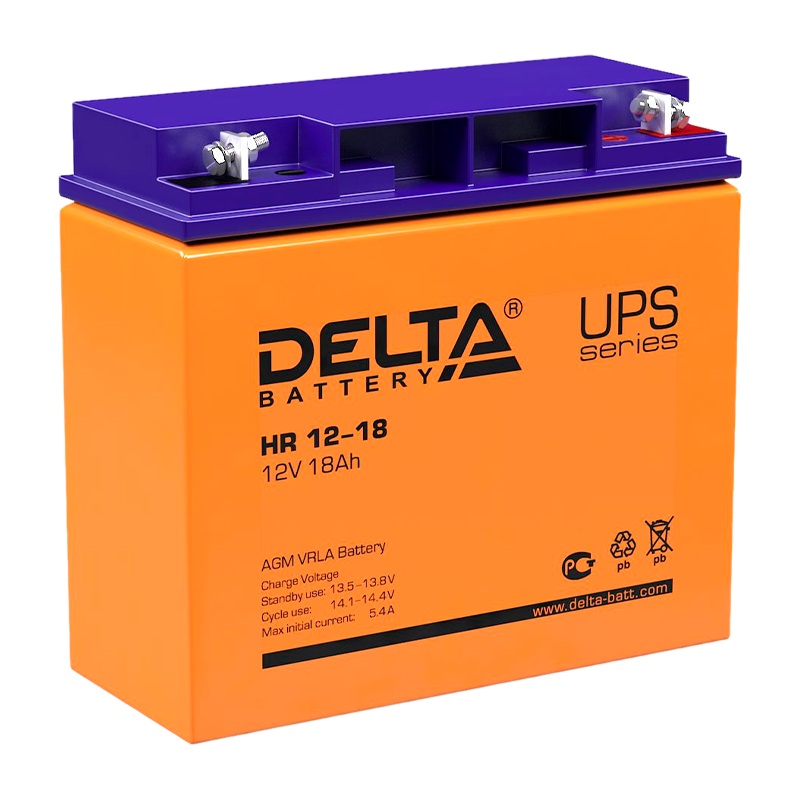 Аккумулятор свинцово-кислотный Delta HR 12-18 12V 18Ah (1/2)