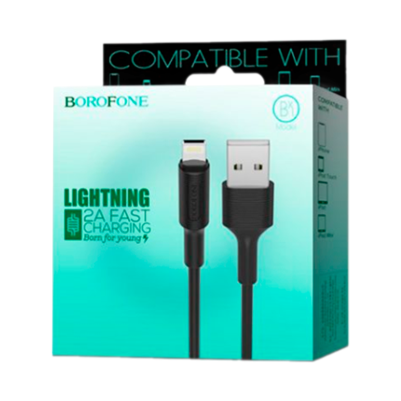 Кабель Borofone BX1 USB (m)-Lightning (m) 1.0м 2.0A ПВХ черный (1/50/200)