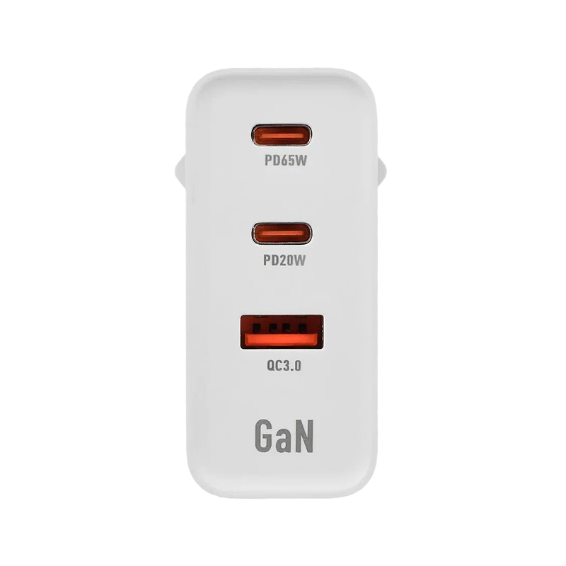 *Сетевое З/У GoPower GPQC10 1USB+2Type-C 65W QC3.0 GAN белый