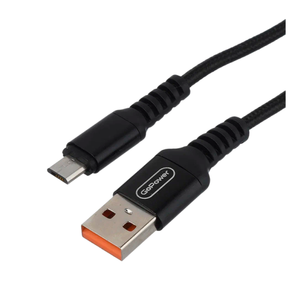Кабель GoPower GP02M USB (m)-microUSB (m) 1.0м 2.4A нейлон черный (1/200/800)