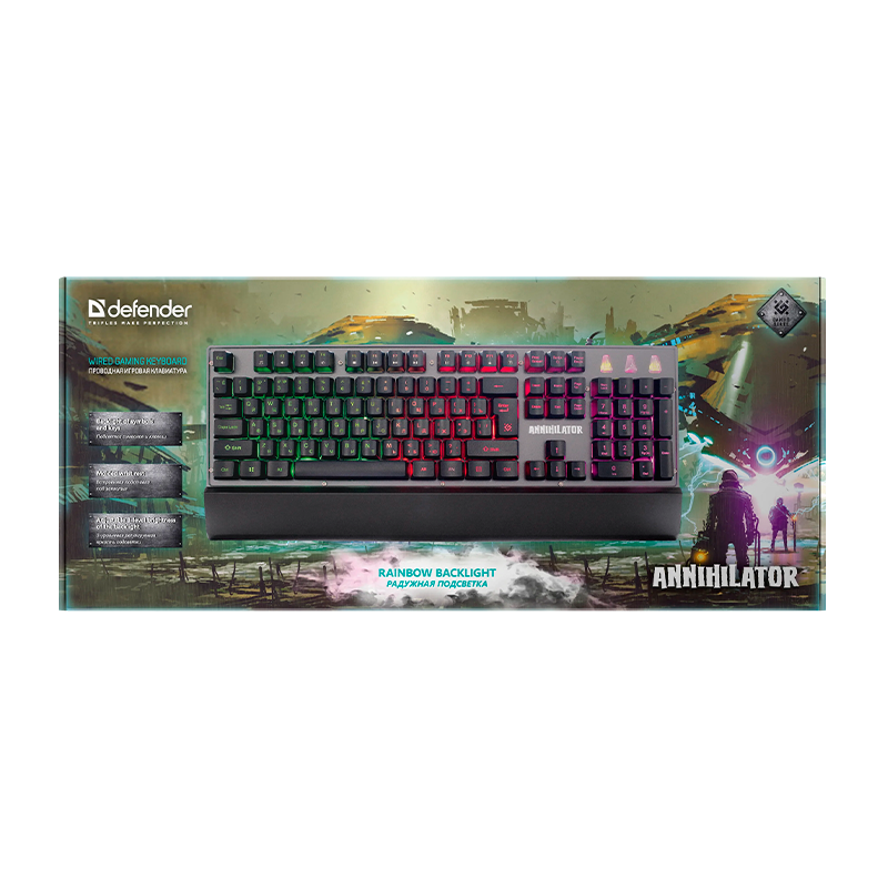 Клавиатура проводная Defender GK-013 Annihilator игровая USB 1.5м черный (1/10)