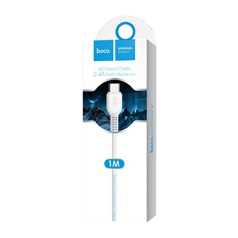 Кабель HOCO X20 USB (m)-Type-C (m) 1.0м 3.0A ПВХ белый (1/30/300)