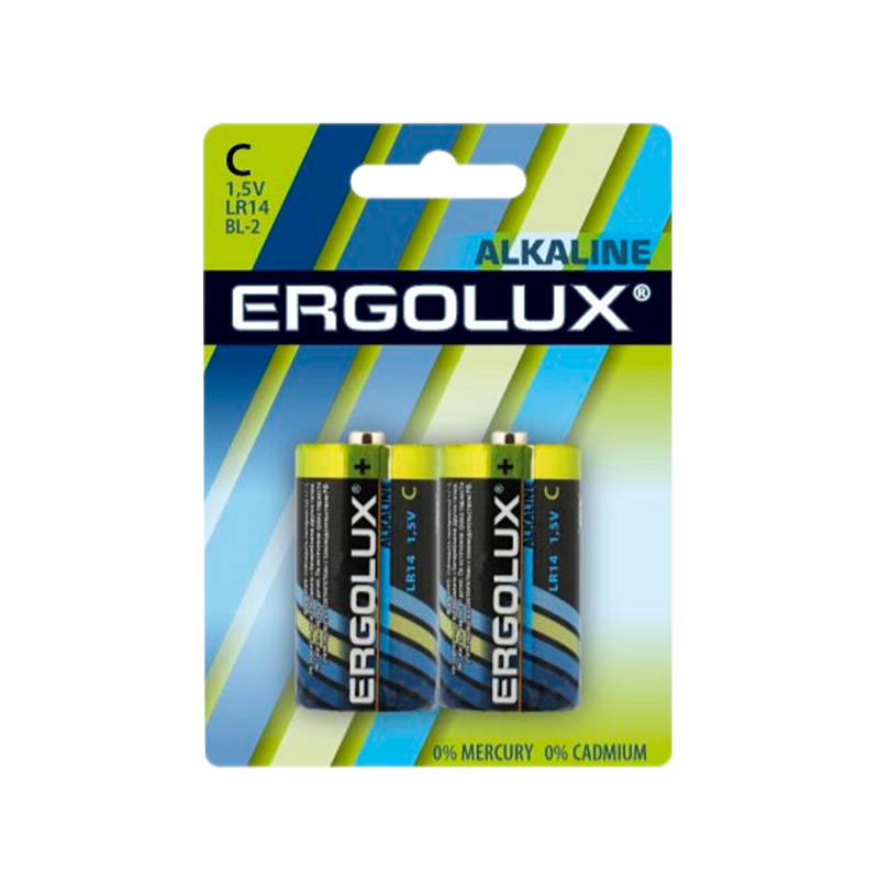Батарейка Ergolux LR14 C BL2 Alkaline 1.5V (2/12/96)