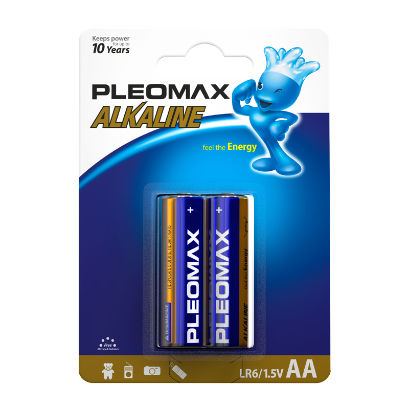 Батарейка Pleomax LR6 AA BL2 Alkaline 1.5V (2/20/400/14400)