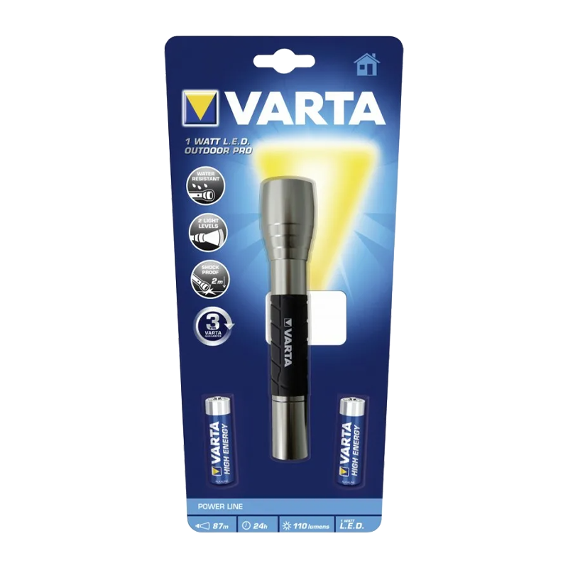 Фонарь туристический Varta Outdoor Pro 4W 1LED от батареек черный