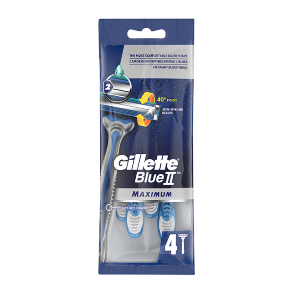 Бритва Gillette Blue II Maximum 2 лезвия пластиковая ручка плавающая головка 4шт. (1/12)
