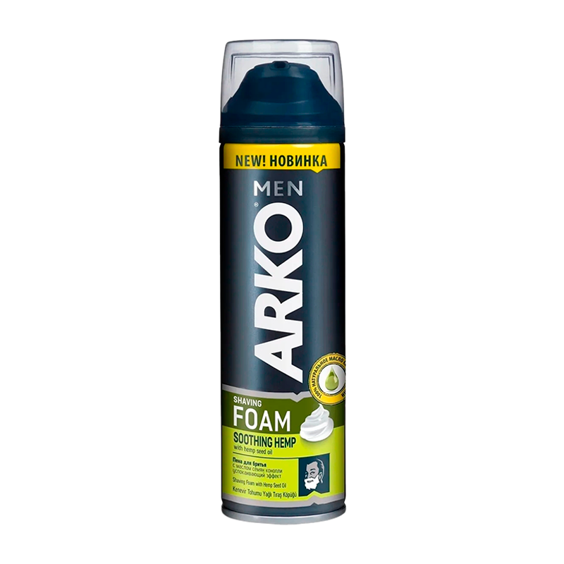 Пена для бритья Arko SOOTHING HEMP 200мл с маслом конопли (1/24)
