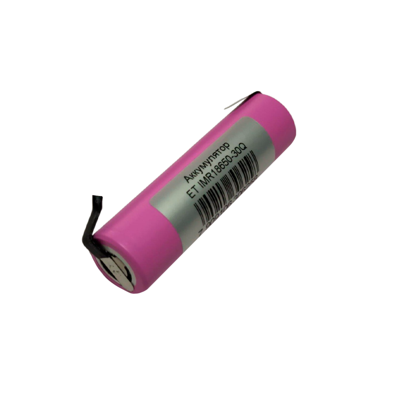 Аккумулятор ET IMR18650-30Q-T, горизонтальный монтаж, 3000мАч, 20/35А, Li-Ion высокая токоотдача