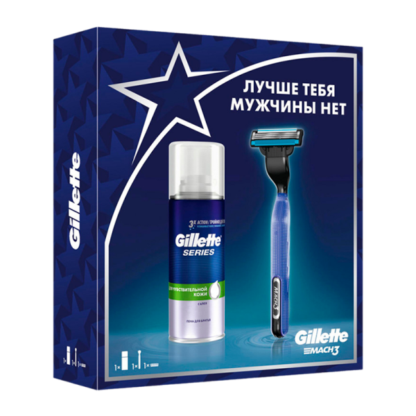 Набор Gillette Mach3 START с гелем для бритья Gillette MACH3
