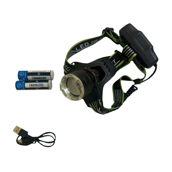 Фонарь налобный Без бренда YM-8002-P90 от аккумулятора 3 режима черный