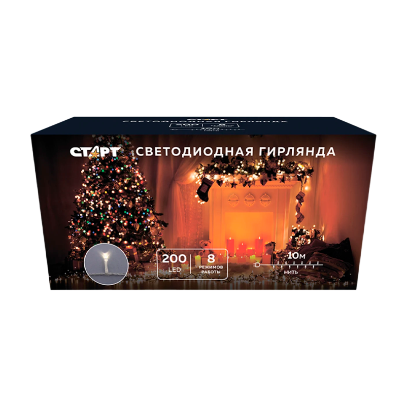 Гирлянда Старт НГ 200LED 10.0м нить 8 режимов мульти (1/24)
