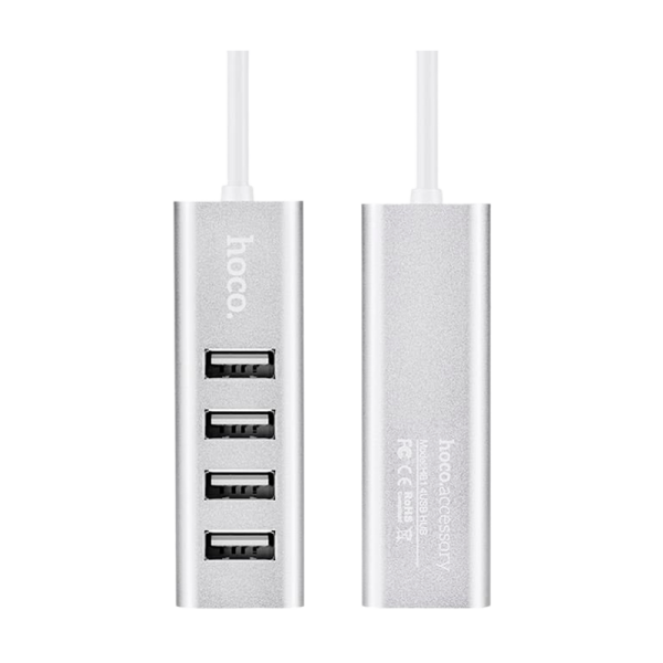 USB-Хаб HOCO HB1 4USB USB (m) серебряный (1/12/120)