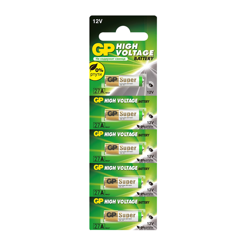 Батарейка GP LR27/A27/MN27 BL5 Alkaline 12V отрывные (5/100/1000) R