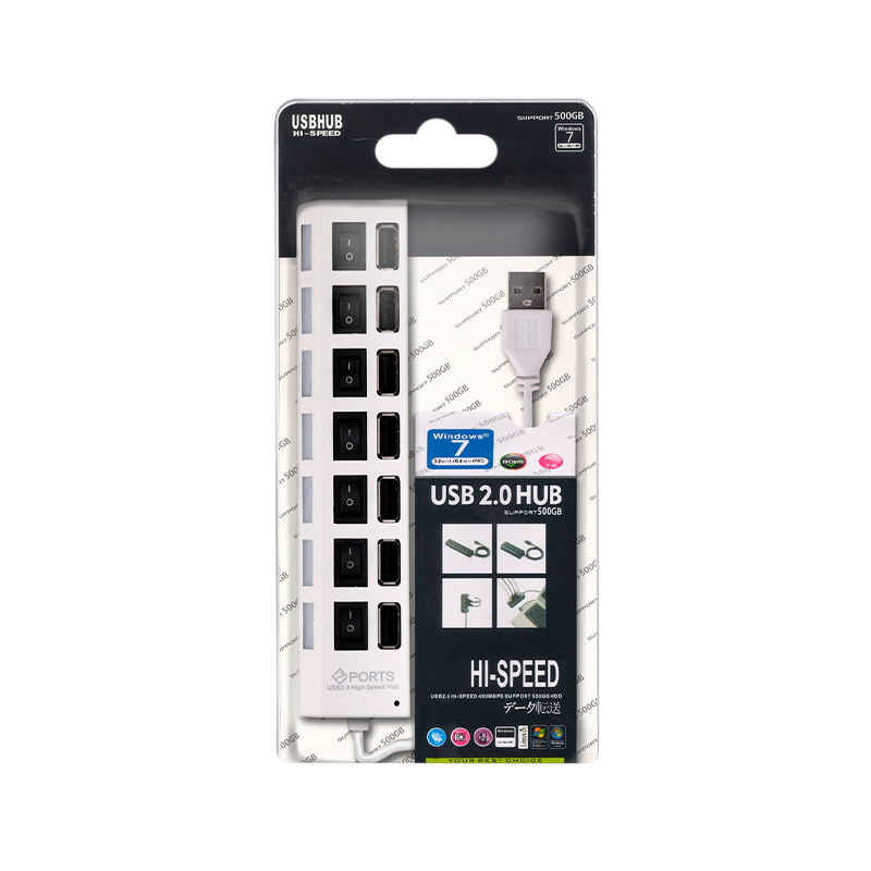 USB-Хаб Smartbuy 7207 7USB с выключателем белый